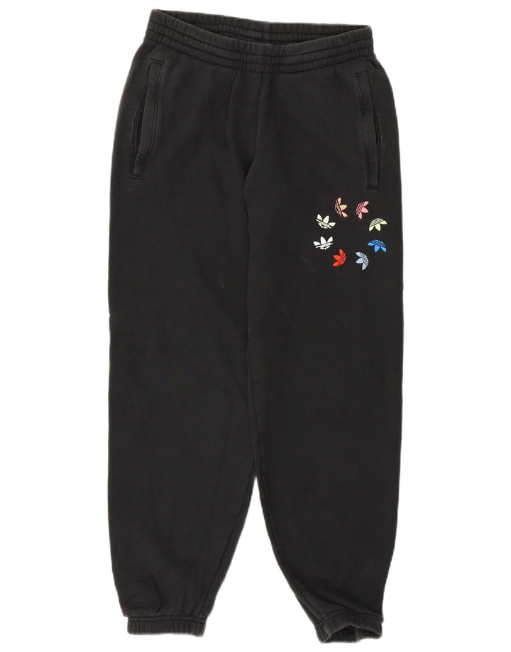 Pantaloni de trening grafic ADIDAS pentru femei Joggeri UK 8 Bumbac negru mic