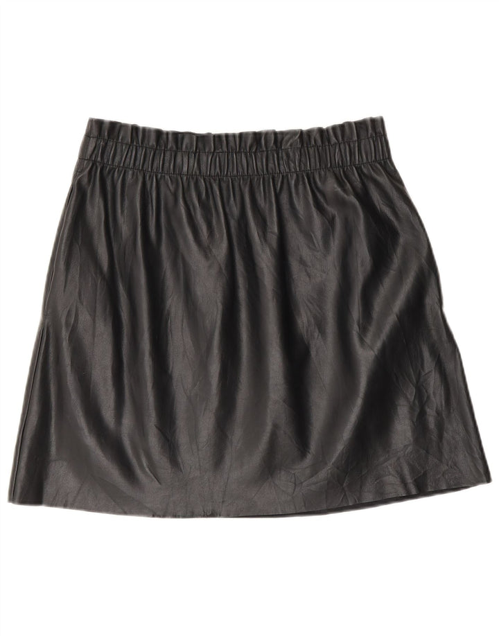 Fusta mini din piele artificială pentru femei Zara Medium W28 Poliester negru