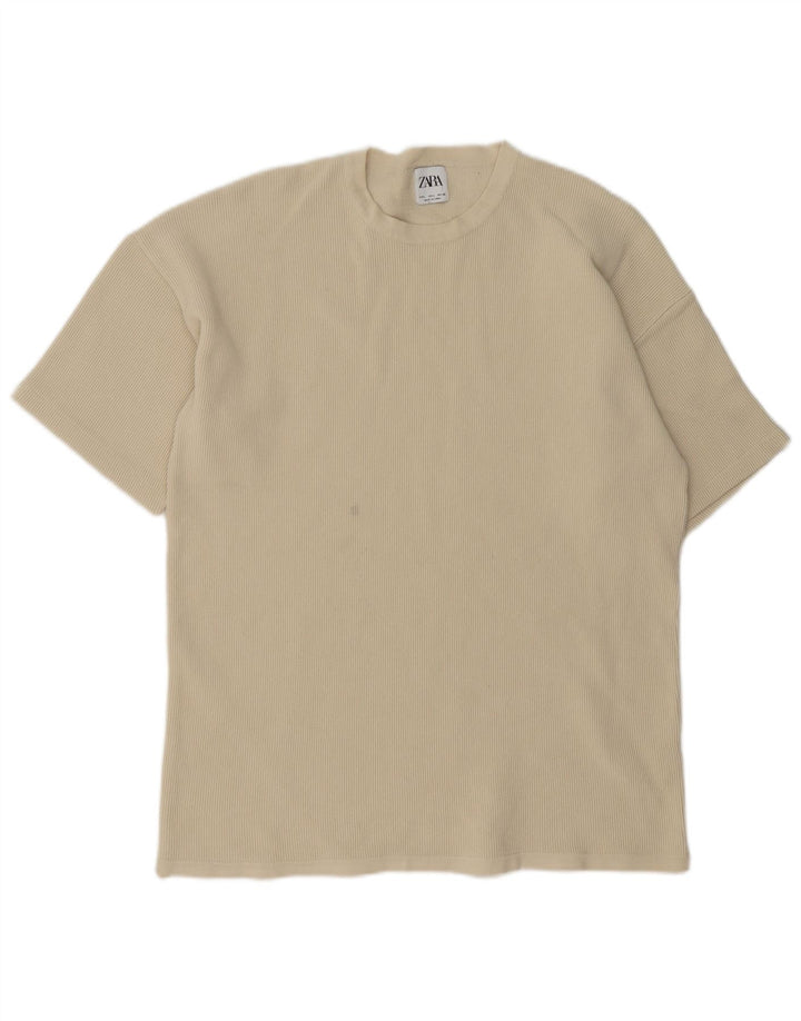 Tricou Bărbați Zara Top Mare Bej Bumbac