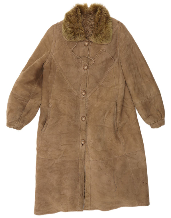 Palton pentru femei VINTAGE din shearling UK 14 maro mediu