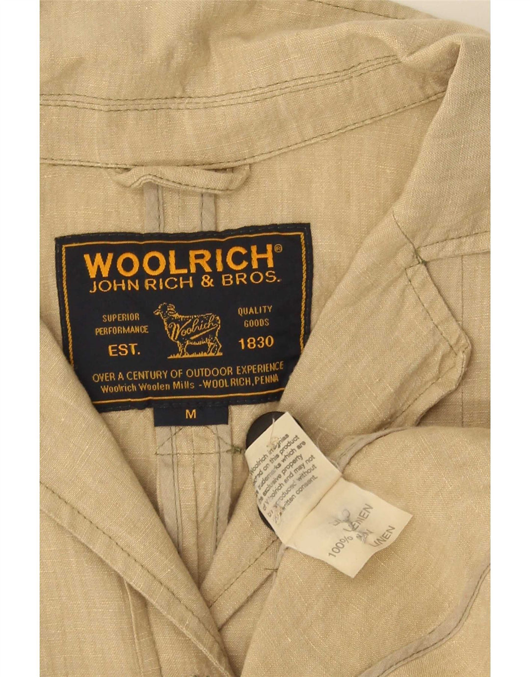 Sacou Woolrich pentru femei, cu 4 nasturi, UK 12, in bej mediu