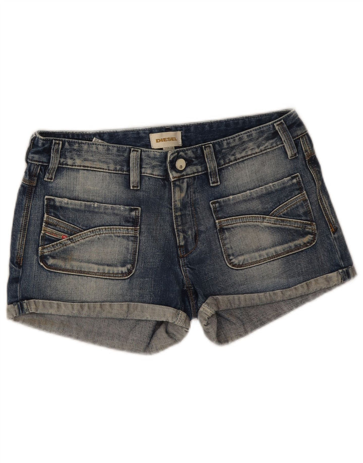 Pantaloni scurți din denim pentru femei Diesel W29, bumbac albastru mediu