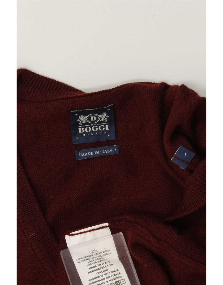 Pulover pentru bărbați Boggi cu decolteu în V, mare, burgundă