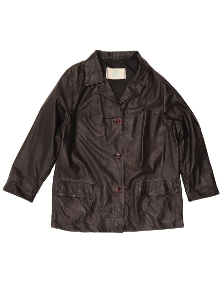 Jachetă de piele vintage pentru femei UK 16 Large Black