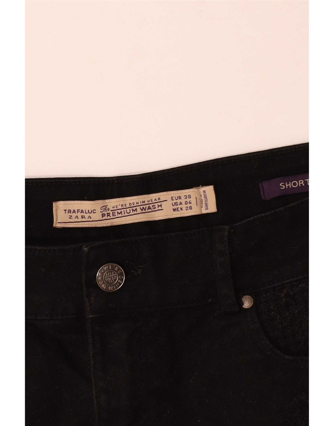 Pantaloni scurți din denim pentru femei Zara EU 38 Small W28 Negru
