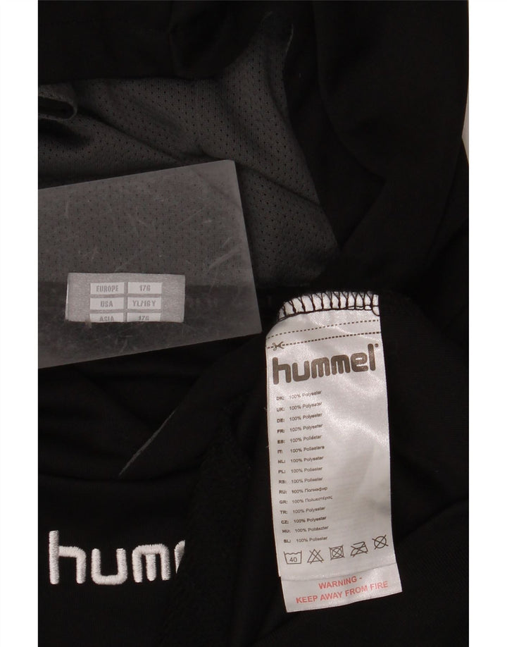 Pulover cu glugă cu grafic HUMMEL pentru băieți 15-16 ani, mare, negru, colorblock