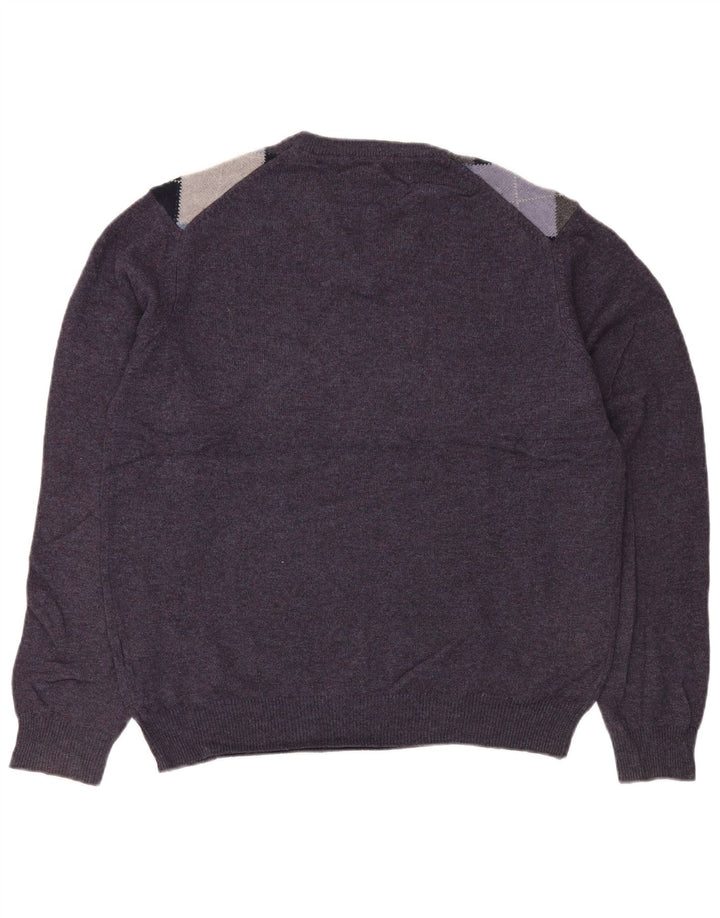 Pulover pentru bărbați Marks & Spencer, cu decolteu în V, violet mediu Argyle/Diamond