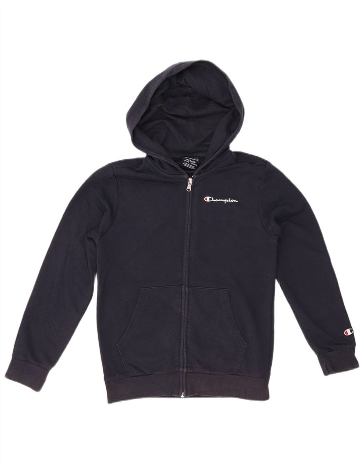 Pulover cu glugă cu fermoar și grafic CHAMPION pentru băieți 9-10 ani, mediu bleumarin