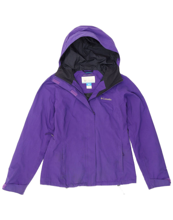 Jachetă de ploaie Columbia, pentru femei, cu glugă, UK 10, nailon violet mic