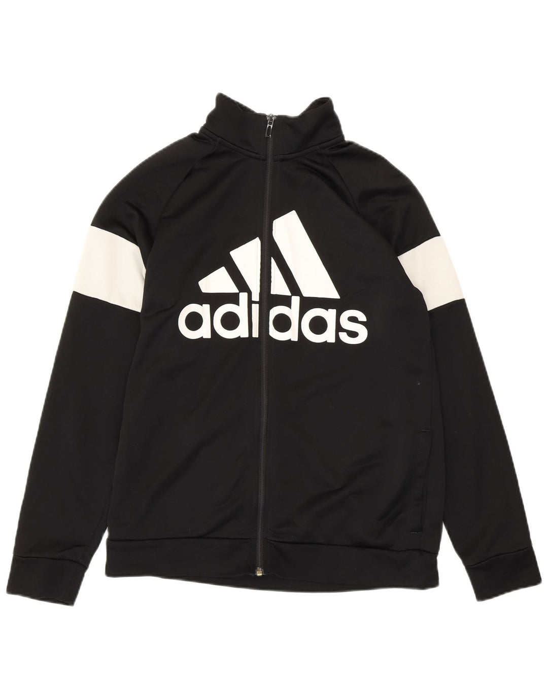 Jachetă de trening grafică ADIDAS pentru băieți 14-15 ani, negru, color block
