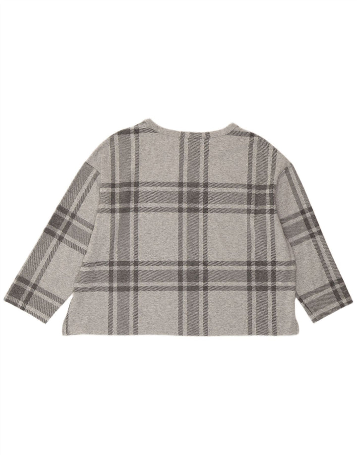 Crop Top pentru femei Marks & Spencer cu mâneci 3/4 UK 20 2XL, gri, carouri, poliester