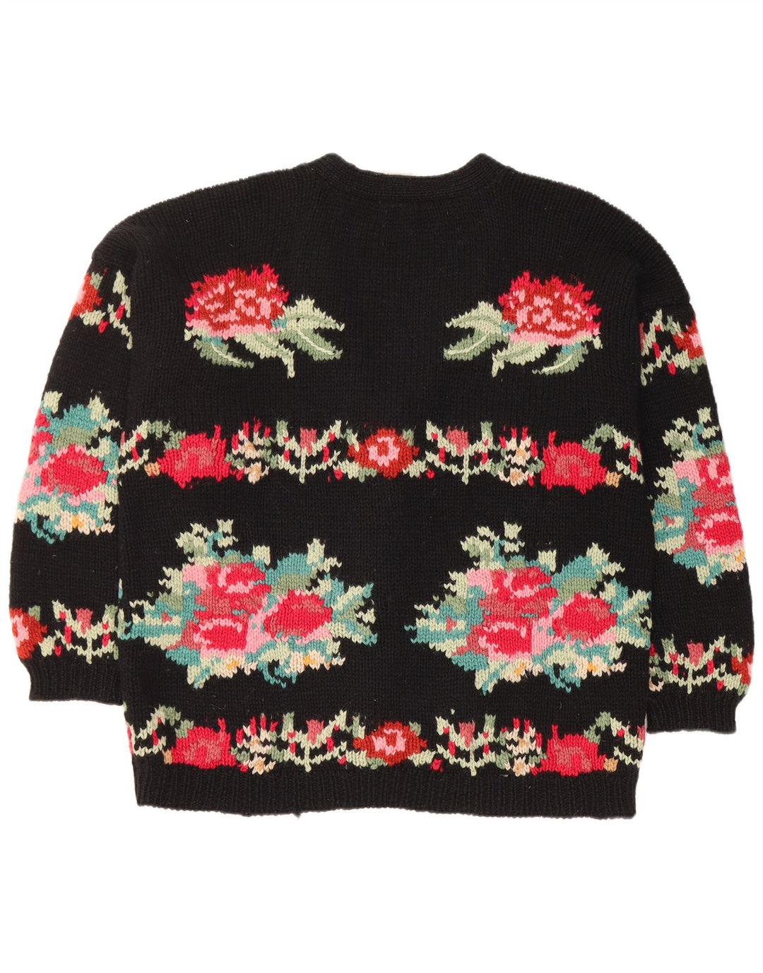 Pulover cardigan supradimensionat pentru femei Stefanel UK 16 mare, negru, floral