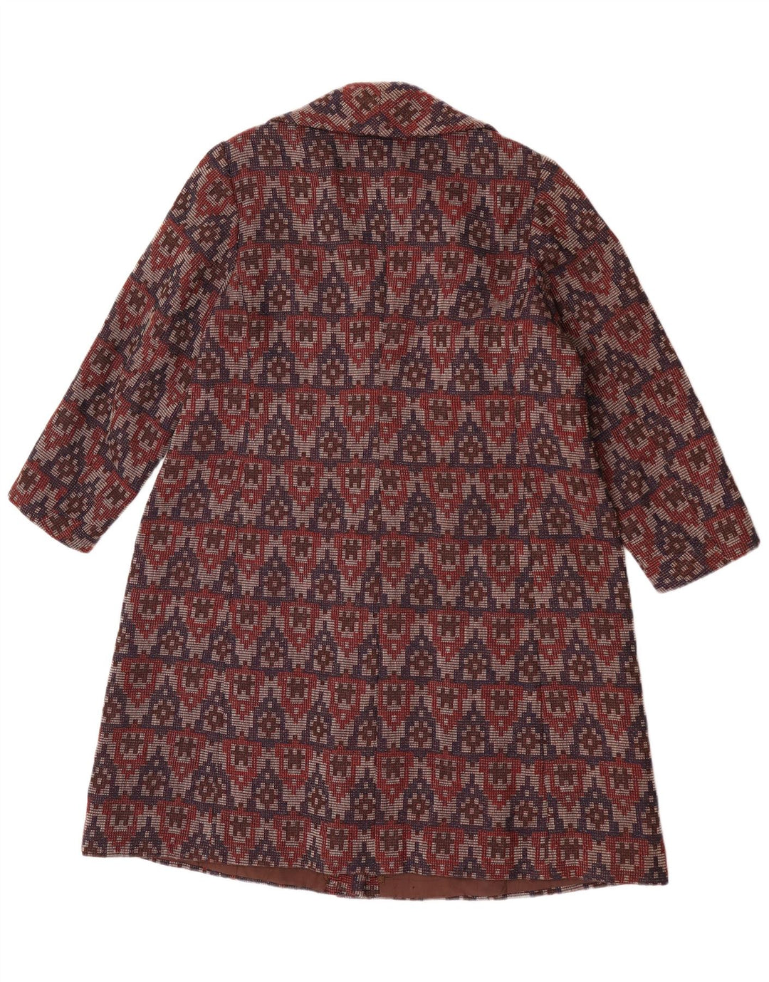 Pardesiu vintage pentru femei UK 14 mare bordeaux geometric
