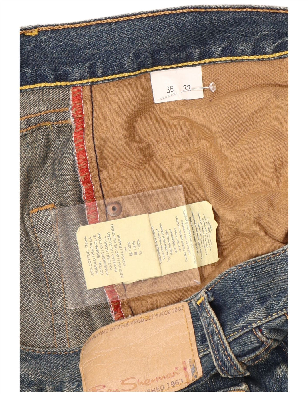 BEN SHERMAN Blugi drepti pentru bărbați W36 L32 Bumbac albastru