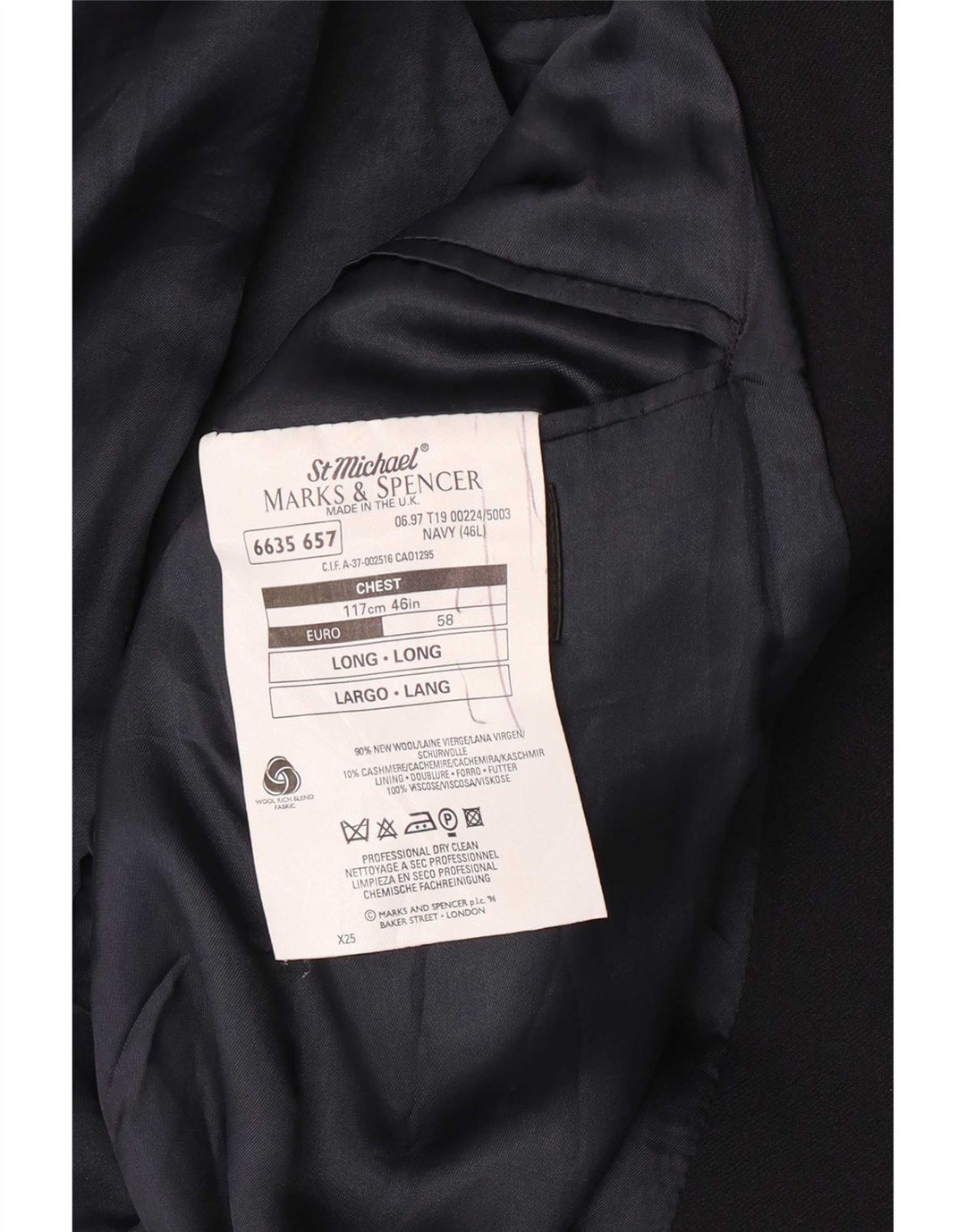 Jachetă pentru bărbați Marks & Spencer cu paragate UK 46 XL bleumarin