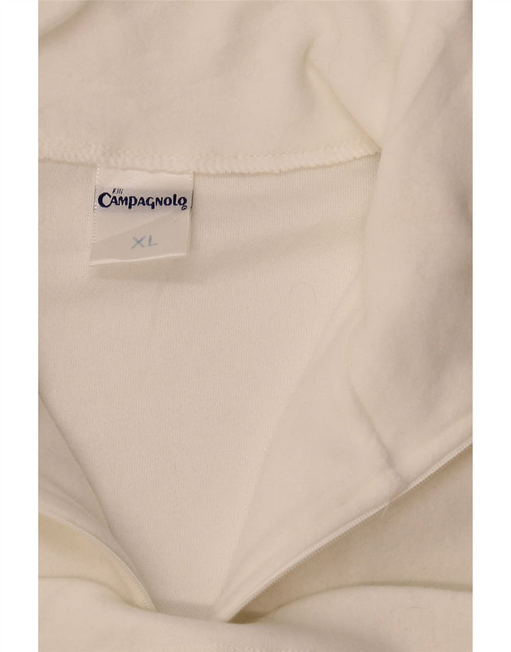 Pulover pentru bărbați Campagnolo, cu fermoar, cu gât, XL, poliester alb