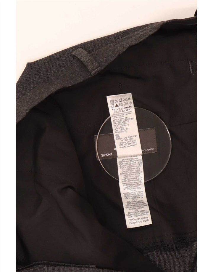 Pantaloni de costum pentru bărbați Marks & Spencer, cu ajustare normală, L38 L29, poliester gri