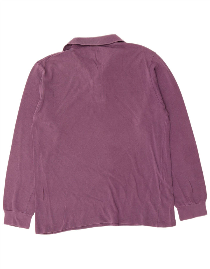 Tricou polo pentru bărbați LACOSTE cu mânecă lungă din bumbac violet mediu
