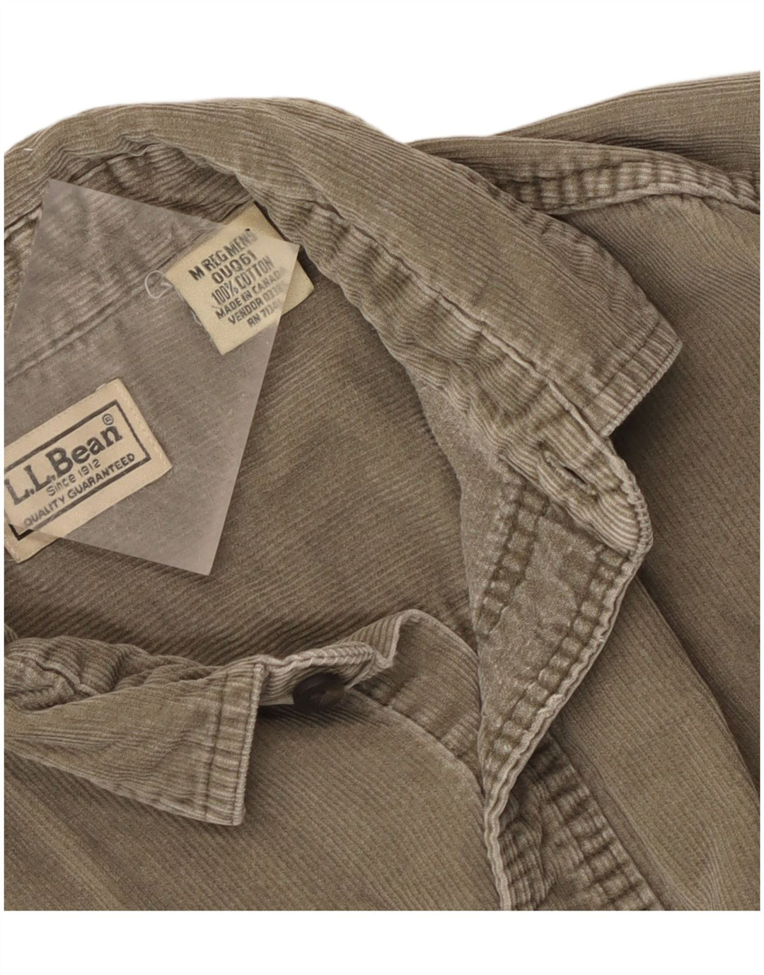 Cămașă pentru bărbați din velur L.L.Bean, bumbac mediu kaki