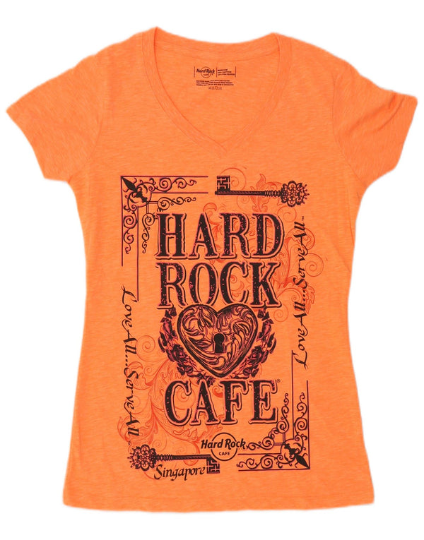 HARD ROCK CAFE Tricou grafic Singapore pentru femei Top UK 14 portocaliu mediu