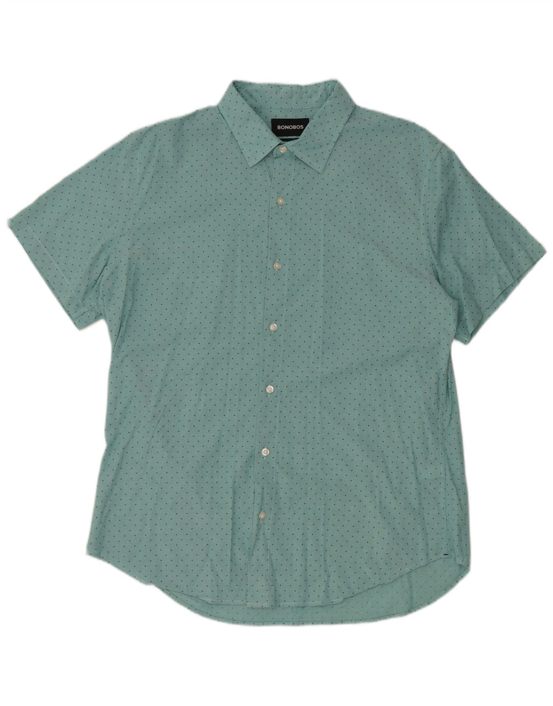 BONOBOS Cămașă Slim Fit cu mânecă scurtă pentru bărbați, bumbac mare cu buline albastre