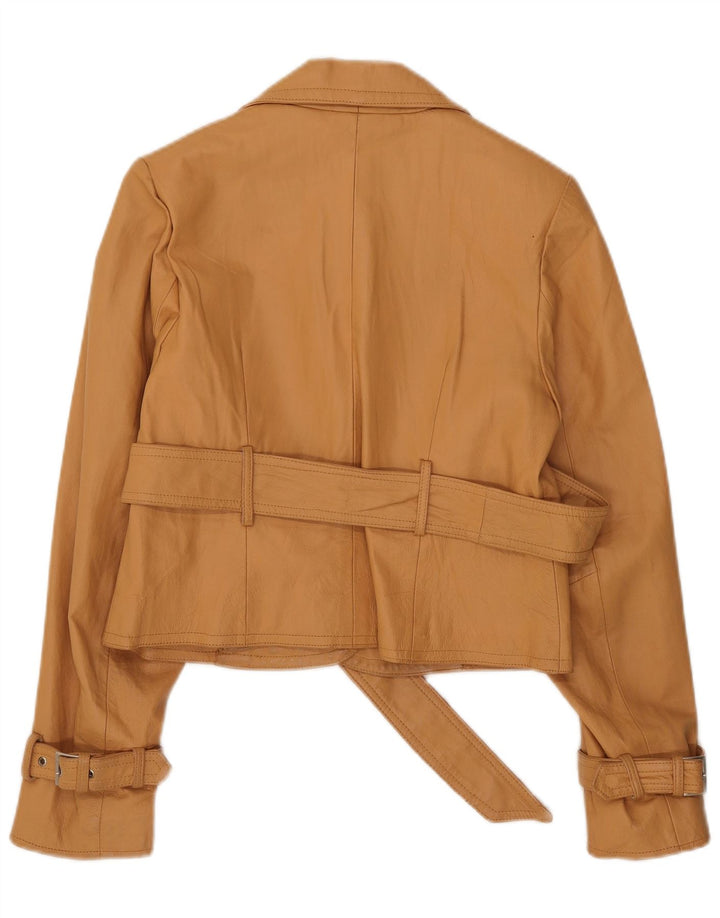 Jachetă de piele vintage pentru femei UK 12 Medium Beige Piele