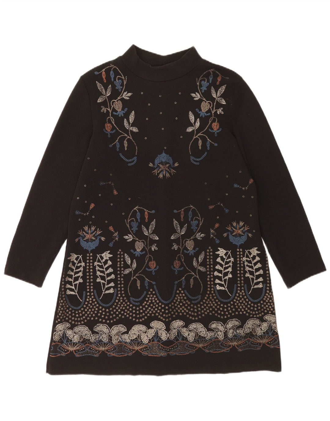 Rochie schimbătoare cu mânecă lungă pentru femei Zara UK 14 Medium Black Floral Poliester