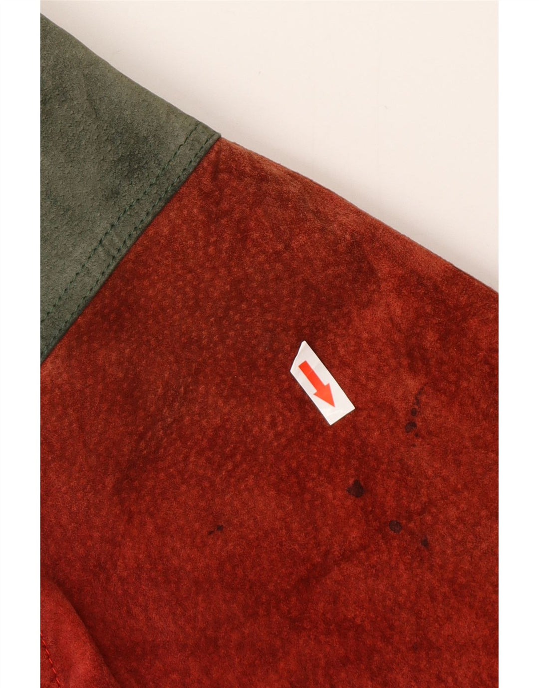 VINTAGE Jachetă bomber din piele întoarsă pentru bărbați UK 38, roșu mediu, color block