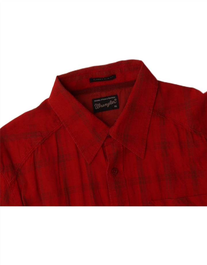 WRANGLER Mens Classic Slim Fit Shirt XL Red Check Cotton