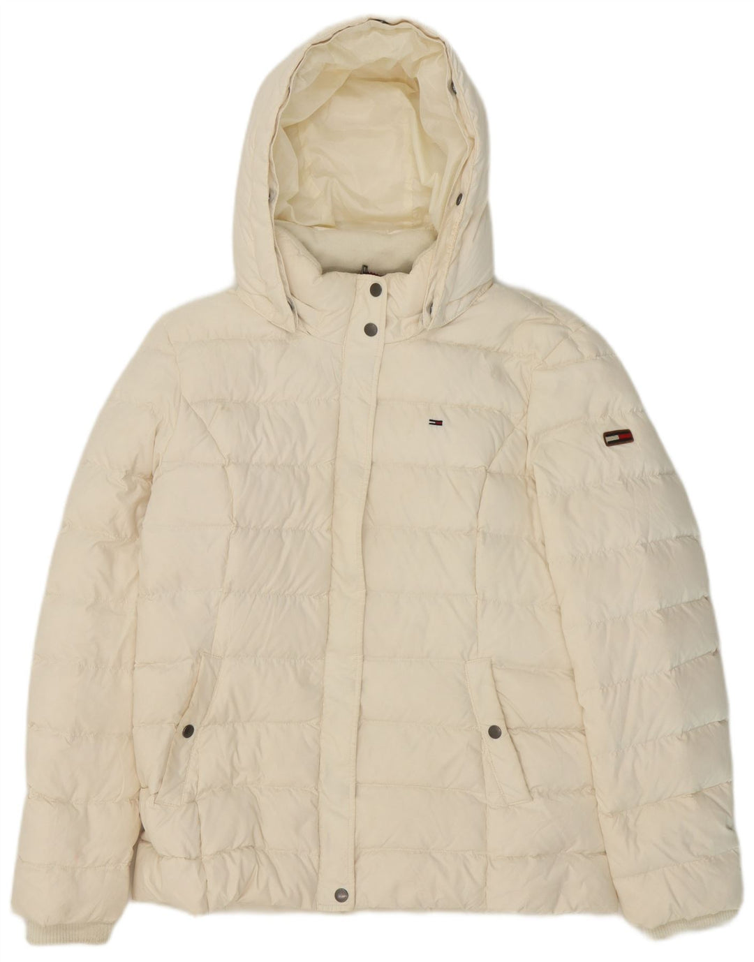 Jachetă căptușită cu glugă Tommy Hilfiger pentru femei UK 18 XL Poliester alb