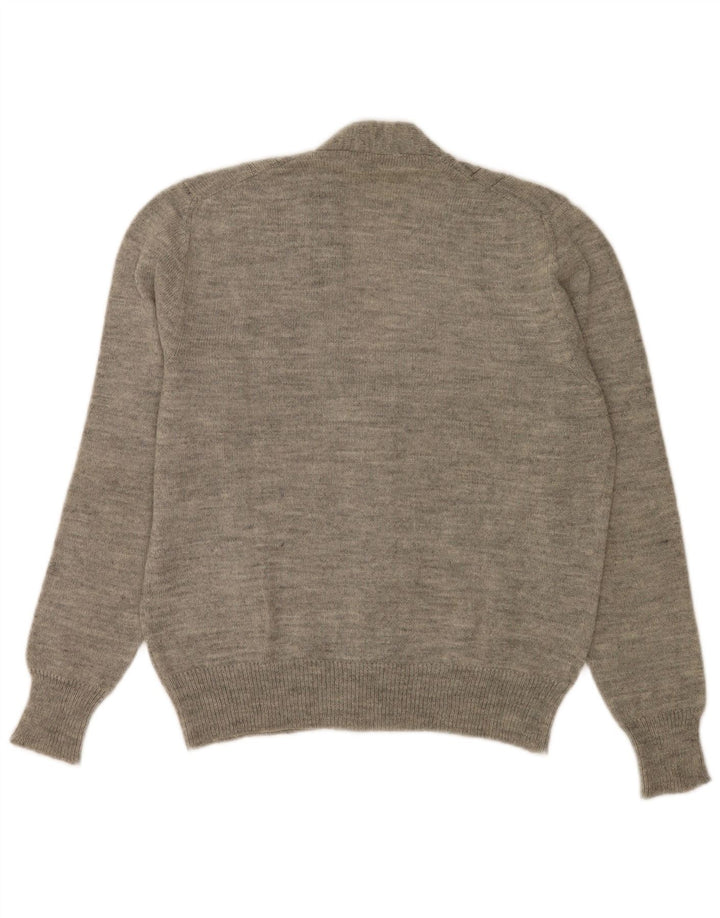 Pulover cardigan vintage pentru bărbați, gri mediu cu pete