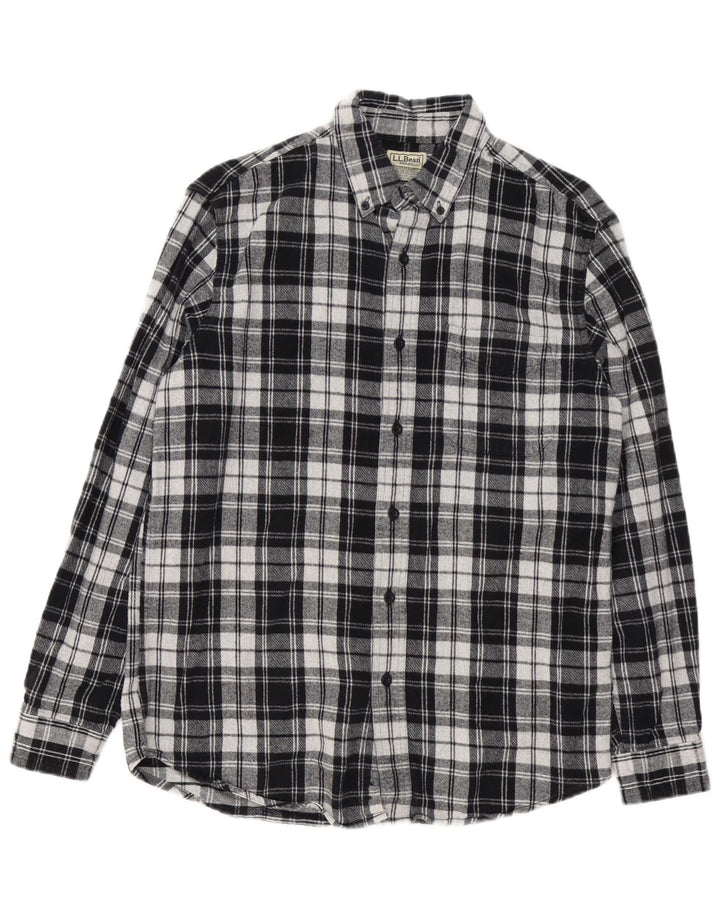 Cămașă de flanel pentru bărbați L.L.Bean, bumbac carouri negru mediu