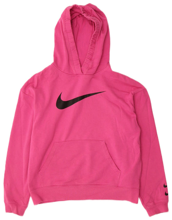 Pulover cu glugă supradimensionat cu grafic Nike pentru femei UK 10 mic bumbac roz