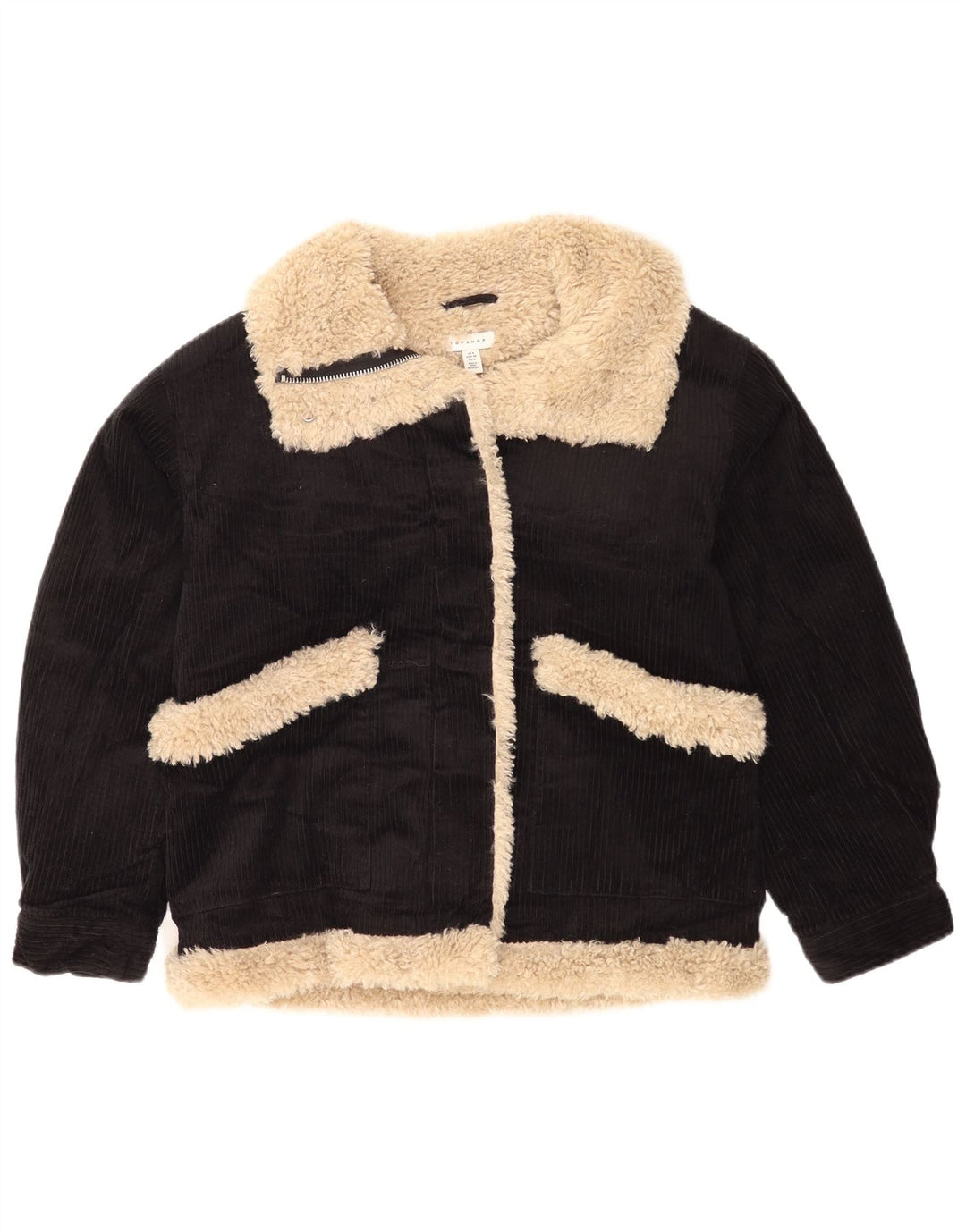 Topshop Jachetă oversized din velur pentru femei UK 8 Small Black Colorblock