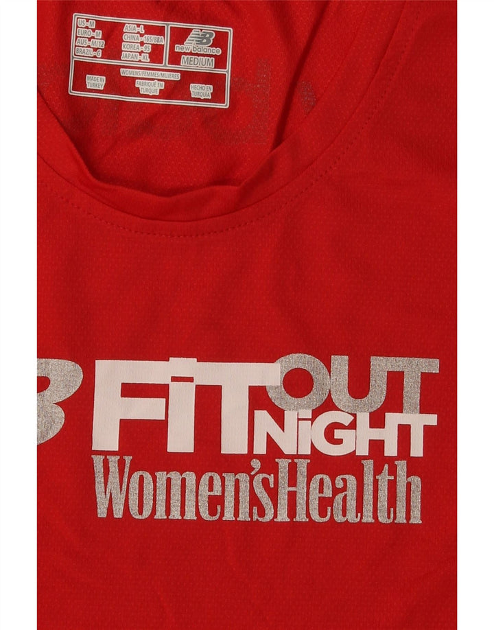 NEW BALANCE Womens Graphic T-Shirt Top UK 14 Medium Red Polyester Vintage New Balance and Second-Hand New Balance from Messina Hembry 