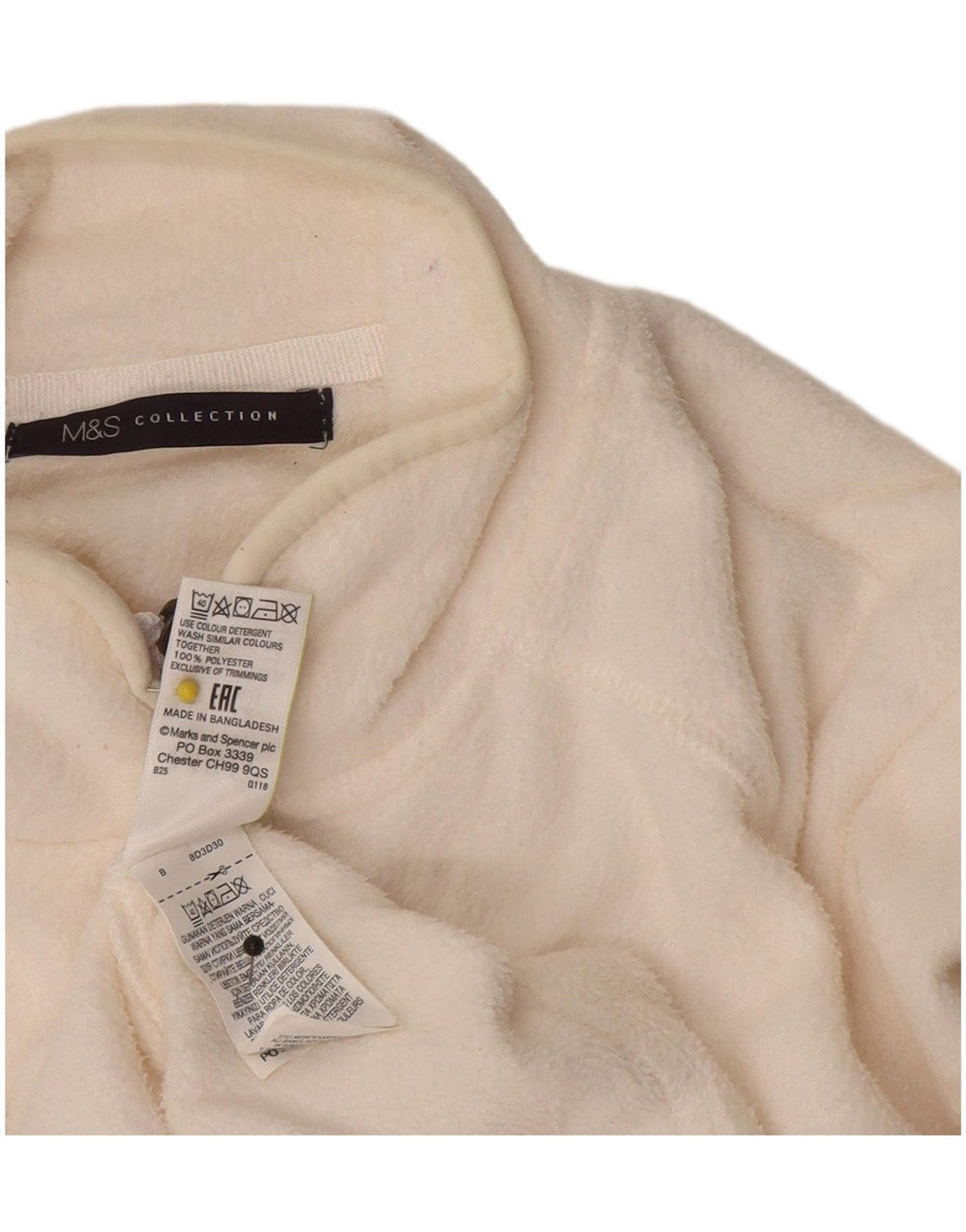 Jachetă fleece pentru femei Marks & Spencer UK 12 Poliester alb mediu mediu