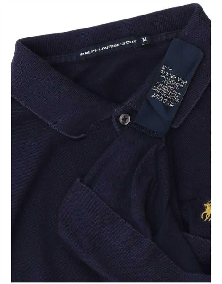 RALPH LAUREN Tricou polo cu mânecă lungă pentru femei UK 12 Mediu Bumbac bleumarin