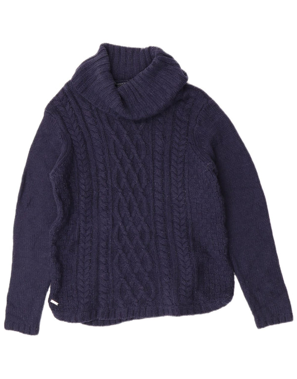 Pulover Jumper pentru femei cu gât rulat Joules UK 12 Medium Bleumarin Acrilic