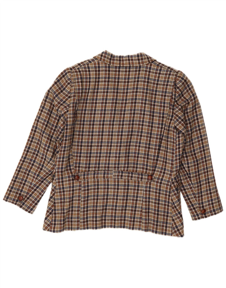 Blazer Vintage pentru femei cu 2 nasturi, UK 14 Medium Beige Check