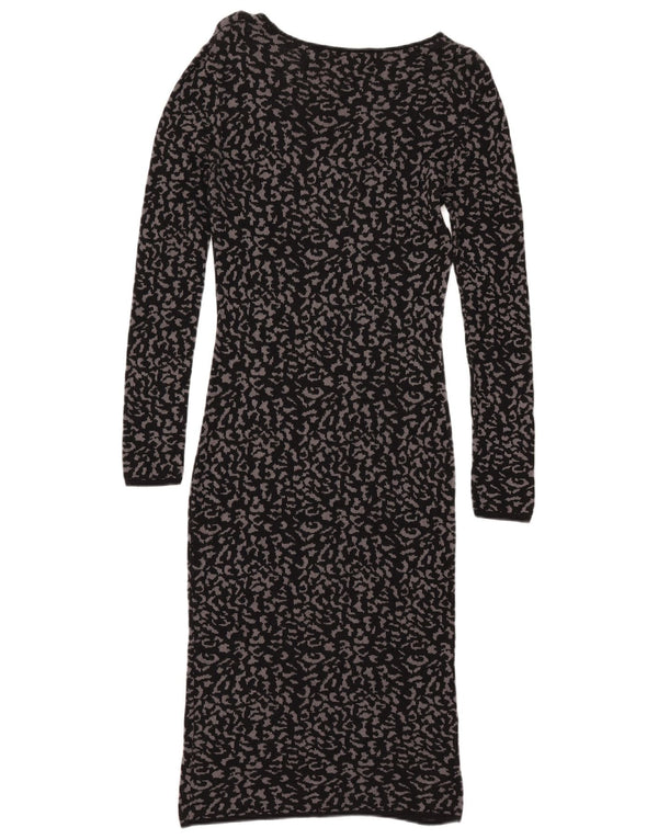 Rochie Oasis pentru femei cu mânecă lungă cu pulover UK 12 Medium Black Animal Print