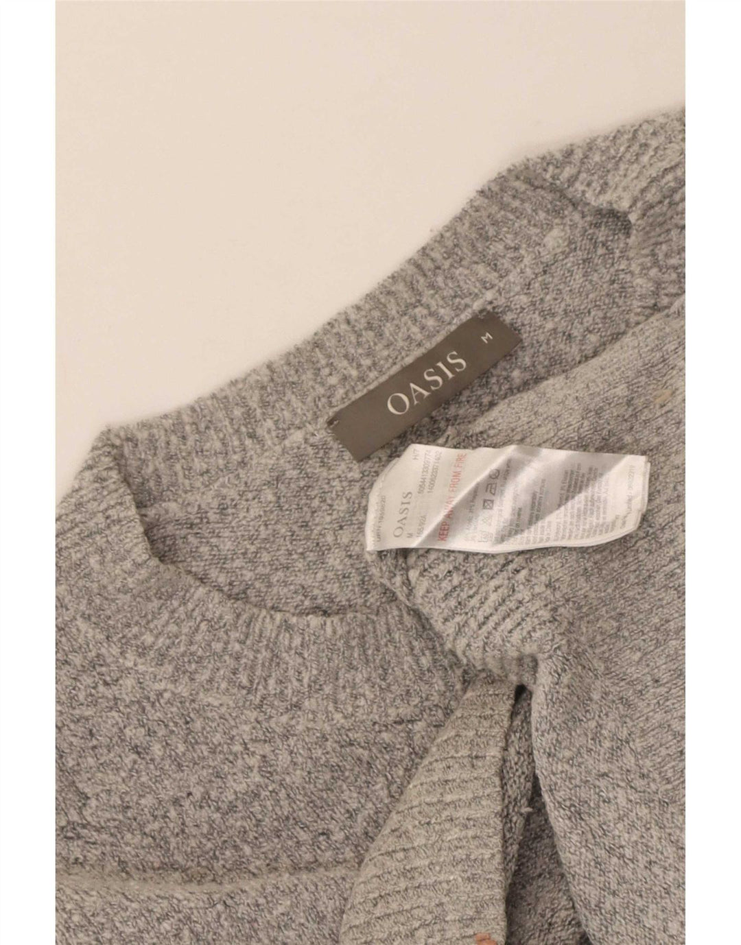 Pulover Oasis pentru femei cu gât de barcă, UK 12, acrilic, gri mediu
