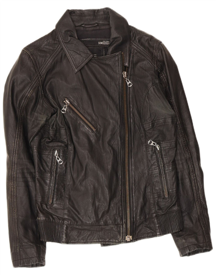 Bomboogie Jachetă Biker din piele pentru femei UK 14 Medium Black