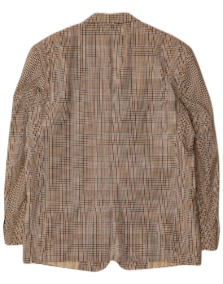 Jachetă Blazer Bărbați Stefanel 2 Nasturi IT 48 Medium Bej Check Bumbac