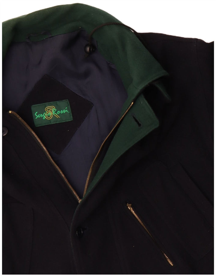 Pardesiu pentru bărbați VINTAGE UK 42 XL Lână bleumarin