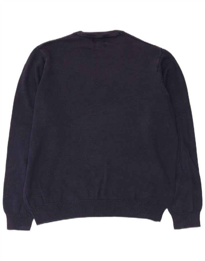 Pulover pentru bărbați Marks & Spencer cu gât crew pulover mediu din bumbac bleumarin