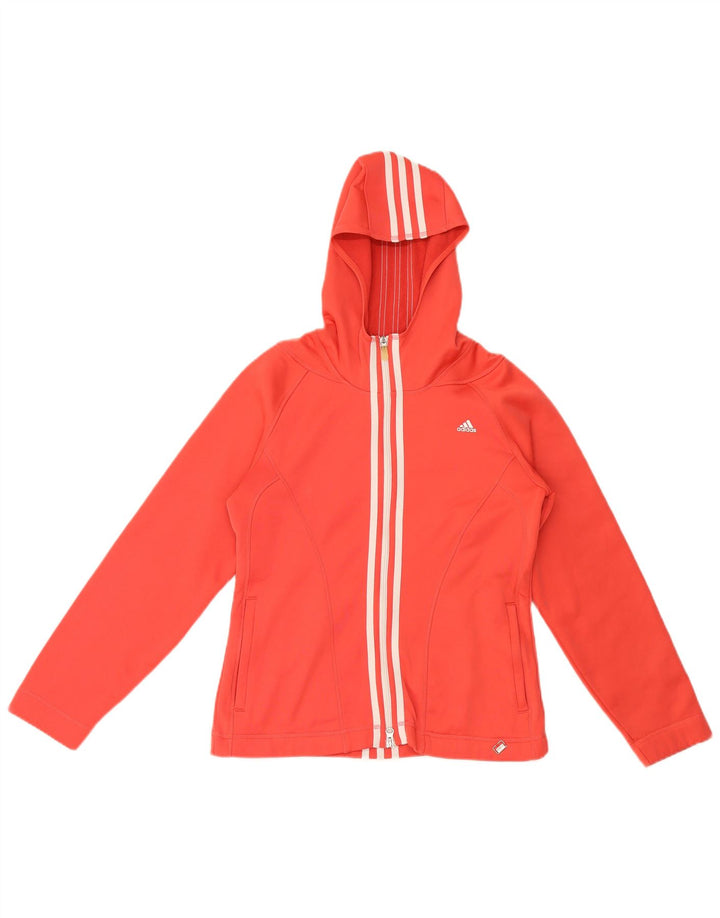 Pulover Adidas Climawarm Zip Hoodie pentru femei UK 12 Poliester roșu mediu