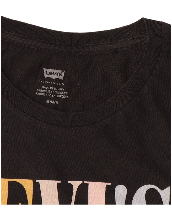 LEVI'S Womens Graphic T-Shirt Top UK 12 Medium Black