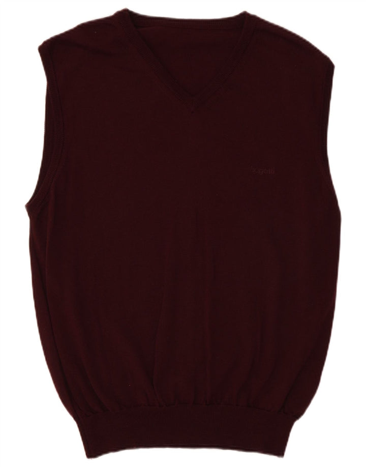 Vestă pentru bărbați Bugatti Tank Top UK 40 Medium Burgundy Lână virgină