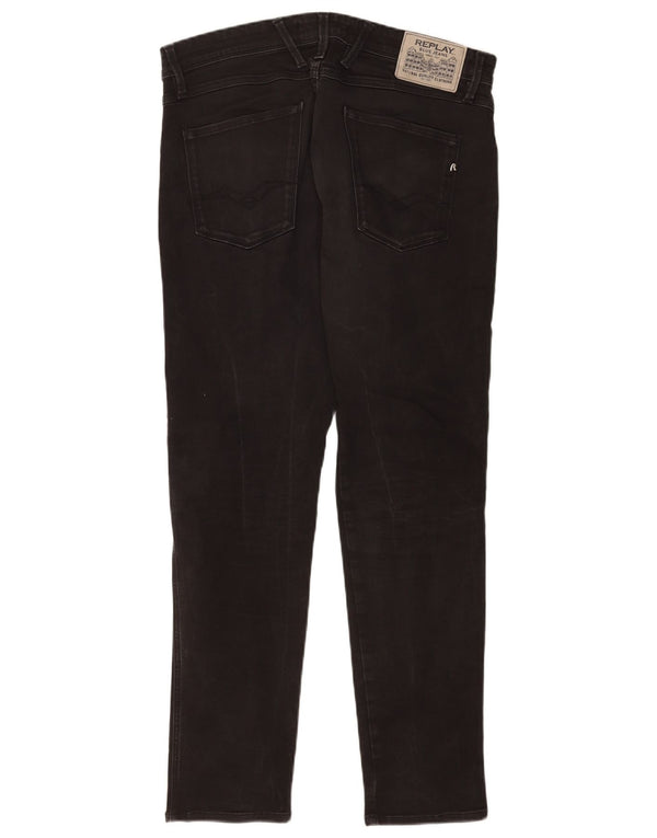 Replay Blugi Anbass Slim pentru bărbați W34 L32 bumbac negru