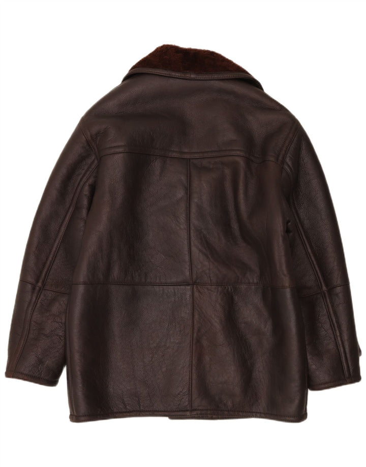 Jachetă vintage bărbătească din shearling, cu tăiere largă, IT 48, maro mediu, din shearling
